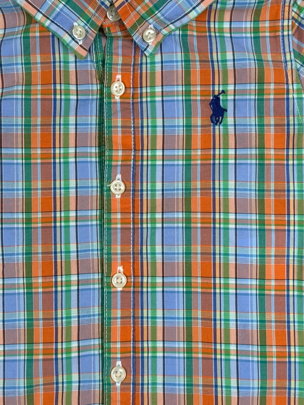 RALPH LAUREN Classic Plaid Poplin Shortall - 18M
